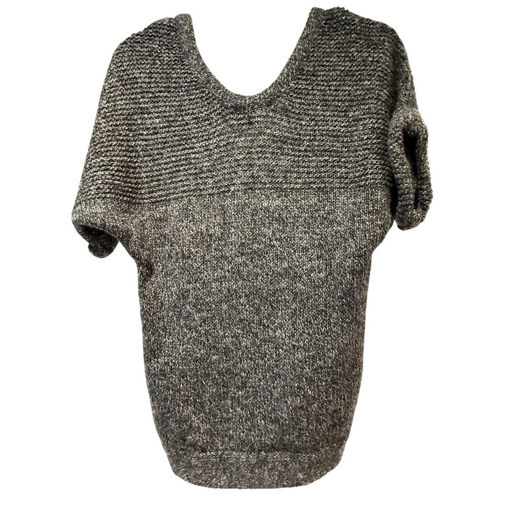 Boutique Sz L Gray Short Sleeve Soft Hi-Low Knit Sweater | EUC - Picture 2 of 6